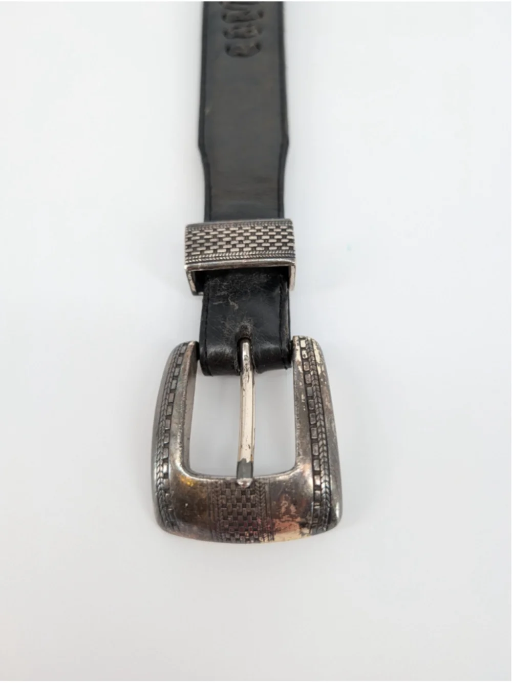 Vintage 1993 Onyx by Brighton 74803 Black Leather Rope Stitch Western Belt 40